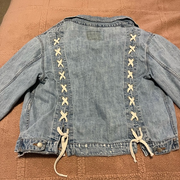 Zara Distressed Tie back jean jacket - Picture 2 of 11